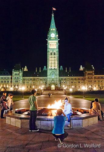 Centennial Flame & Peace Tower_17330-1.jpg - Photographed on Parliament Hill in Ottawa, Ontario, Canada.
